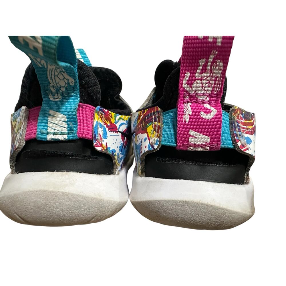Nike Kids Black Multicolor Flex Runner Slip-On Sneakers with Floral Print - Picture 3 of 7